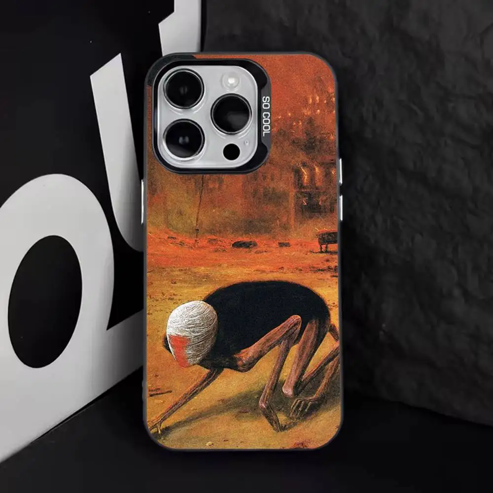 Z-Zdzislaw b-beksinski Art coque de téléphone pour iPhone 17,16,15,14,13,12,11,Pro,Max,Plus,E,Air,Mini couverture en Tpu noir