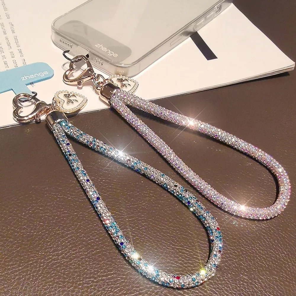 

Hanging Cord Glitter Rhinestone Phone Lanyard Handheld Short Wrist Style Diamond Phone Rope Bling Bling Luxury