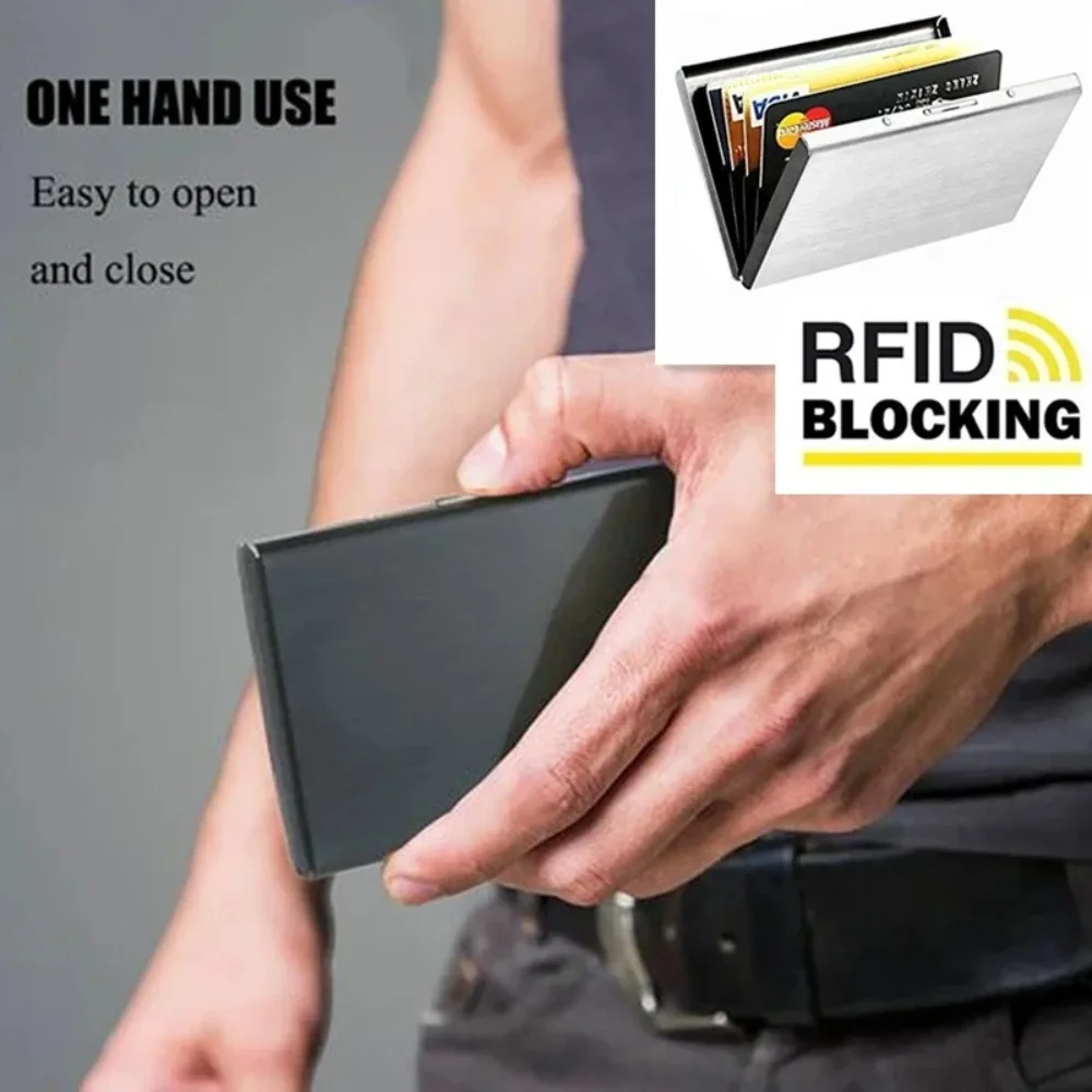 

Rfid Credit Card Holder Men Minimalist Wallet Aluminium Bank Cardholder Case with Money Clip Designer Porte Carte