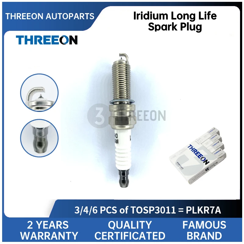 

3/4/6 PCs THREEON Iridium Spark Plug For MERCEDES-BENZ C-Class E For HYUNDAI EON i10 i20 I Elantra A0041595803 PLKR7A TOSP3011