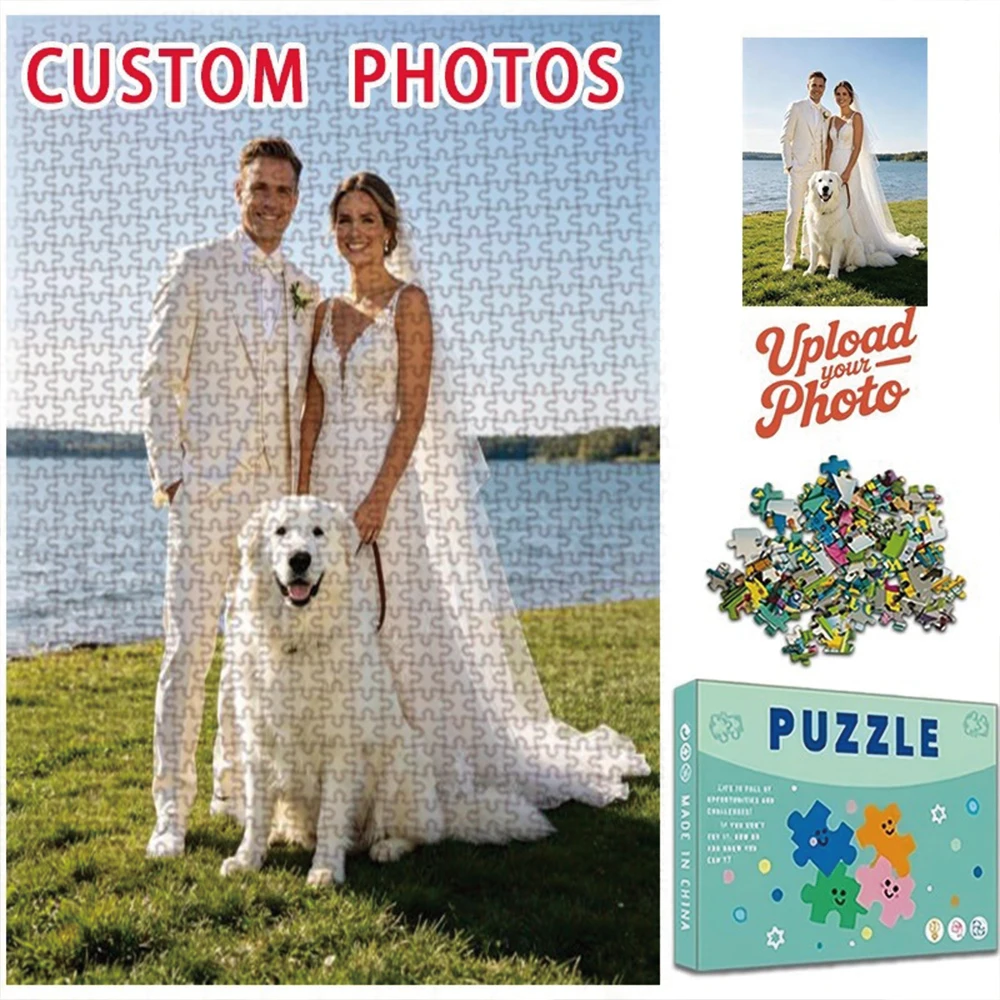 35/300/500/1000pcs Personalized Custom Photo Puzzle Wedding Photos for Dad Grandmother Grandad Godmother