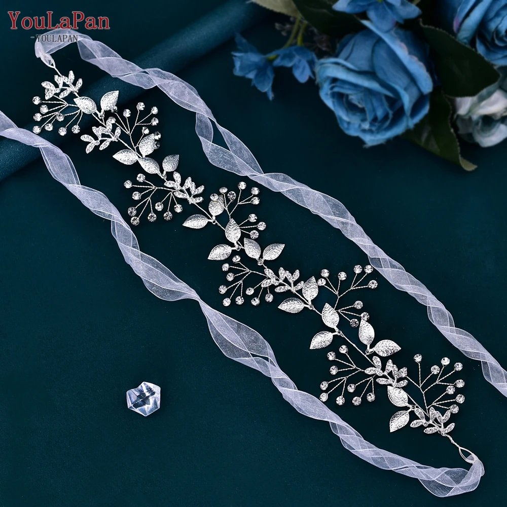 YoulaPan Alloy Leaf Belt para o vestido de casamento Rhinestone Mulher Evening Gown Sash Wedding Party Cintura Acessórios Bridal Sash SH537