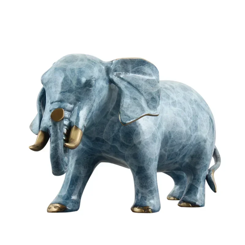 Brass elephant ornament opening housewarming gift water elephant ornament office living room bogu rack Chinese handicrafts