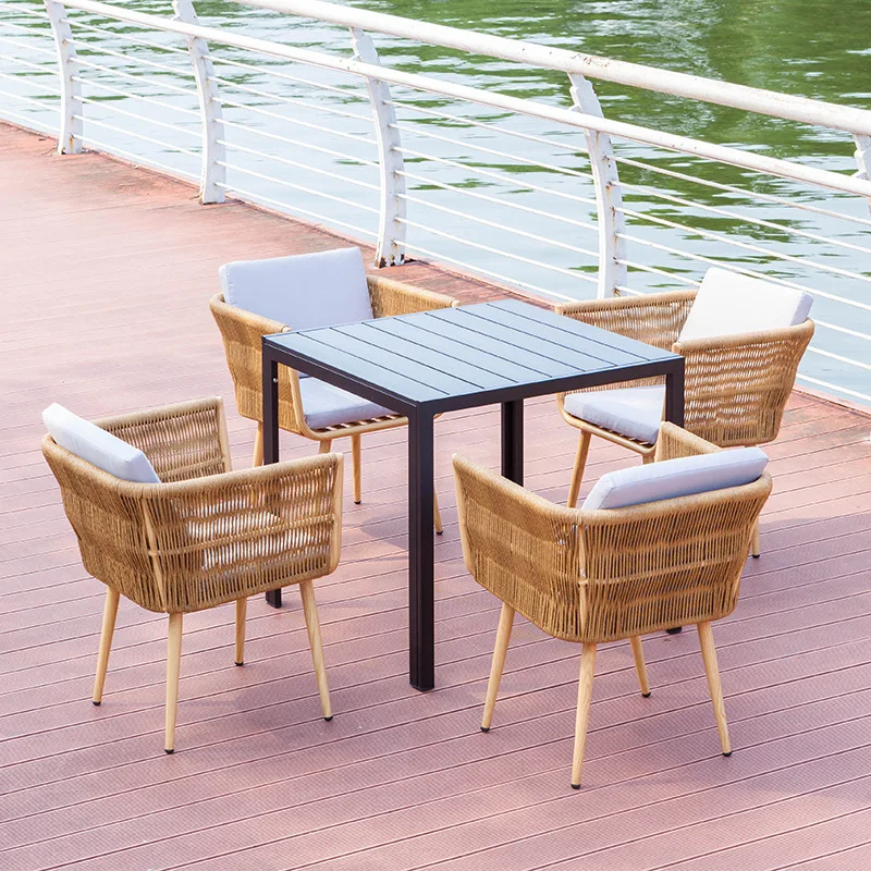 tables and chairs high-end villa garden rattan chairs rock slab furniturewaterproof and sun protection balcony table and chair
