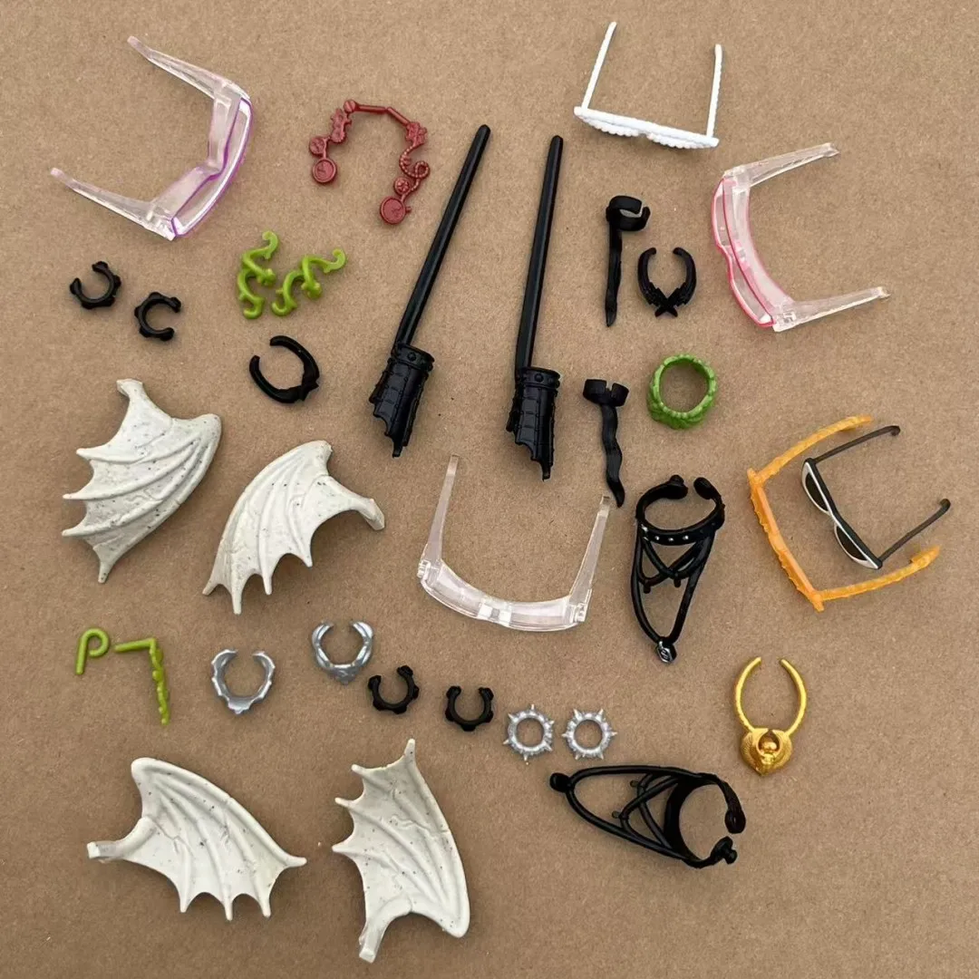 Collar, Pendientes, Alas y Diadema para Muñecas Monstruo, Accesorio Original para Muñecas, Decoraciones Personalizadas DIY para Muñecas, Piezas Coloridas