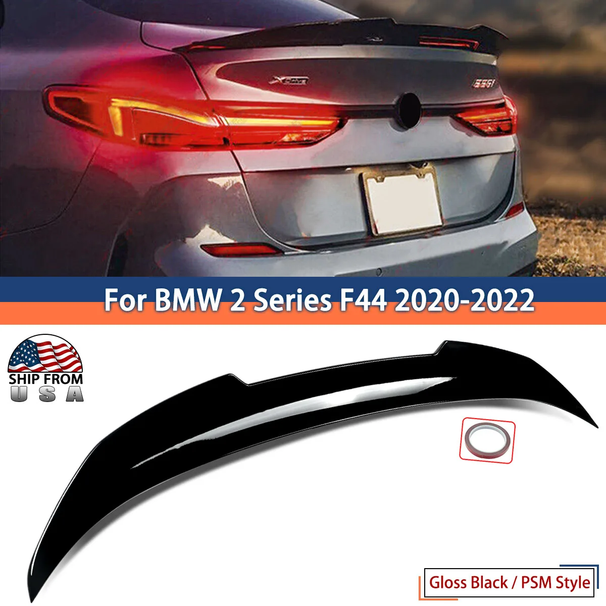 Rear Trunk Spoiler Wing For BMW 2 Series F44 228i M235i 2020-2022 PSM Style Rear Spoiler Gloss Black