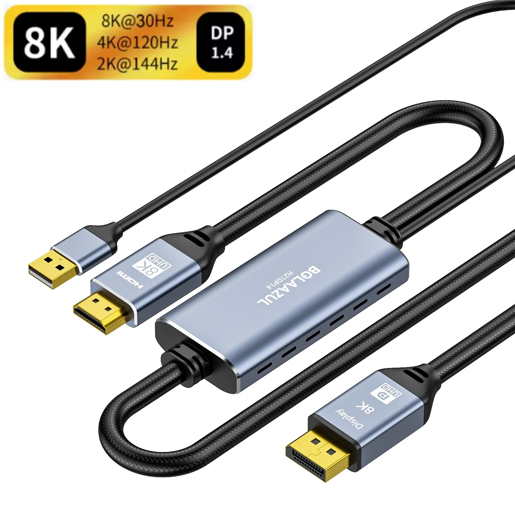 مُحوّل HDMI 2.1 إلى DisplayPort 1.4 بدعم 4K بتردد 144Hz – تقييم شامل لأفضل كابل نشط لتجربة صوت وصورة متميزة