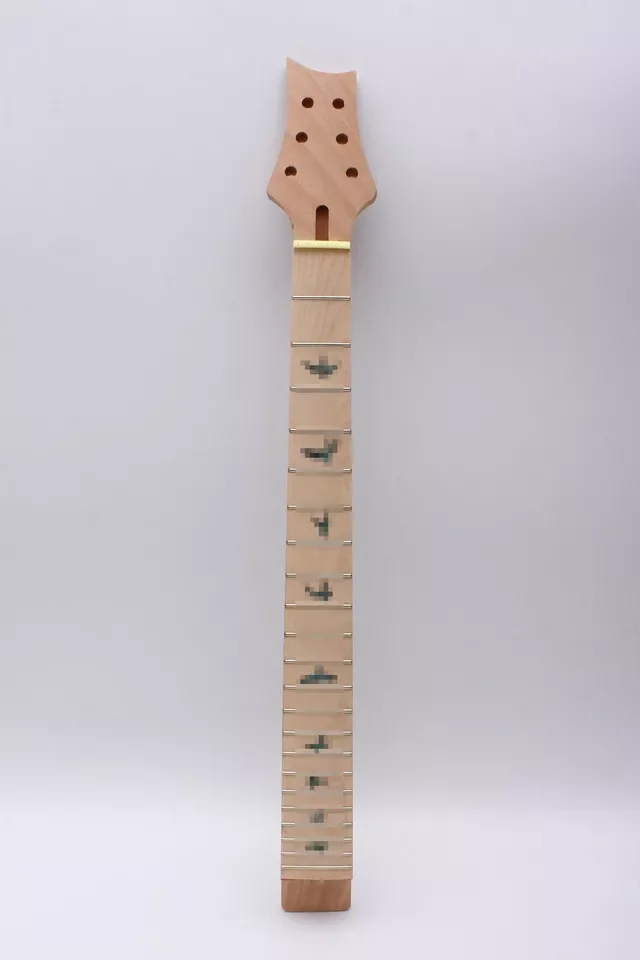 

New Guitar Neck 22 Fret 24.75 inch Maple Fretboard set in Heel Unfinished Truss Rod Nice Colorful inlaid #US