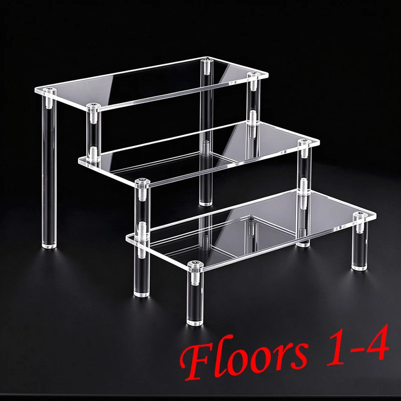 Multilayer Acrylic Display Stand Figures Holder Jewellery Display Riser Cupcakes Rack Removable Shelves Storage Organizers