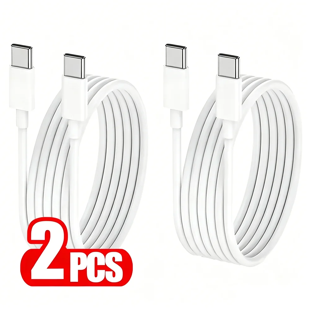 2PCS Dual USB-C Fast Charge Cable For iPhone 15 16 17 Pro Max Samsung Google Moto Type C to Type C Quick Charging Data Cable