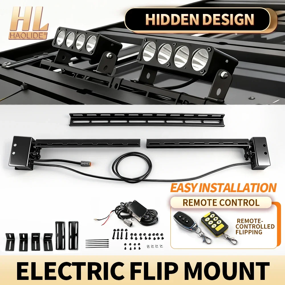 HAOLIDE 2026 New Electric Flip Bracket Remote Controlled Hidden Mount with Full Accessories for 4x4 SUV Car IP68 off-road use