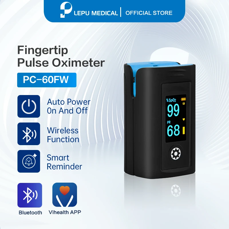 

Медицинский пульсоксиметр Lepu Bluetooth с функцией хранения данных SpO2, 4-сторонним переключением экрана, точечным и непрерывным измерением