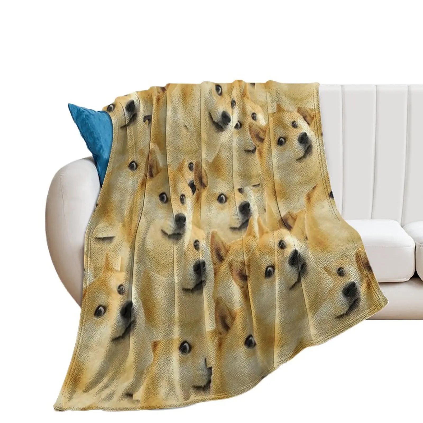 Doge WOW Pattern Shiba Inu Doggo dog meme montage Throw Blanket Summer Beddings Thermals For Travel Furrys Beautifuls Blankets