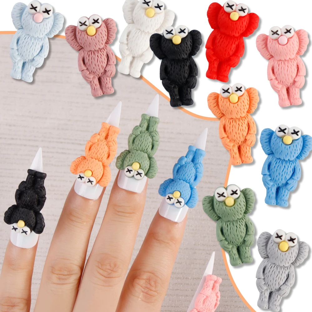 10Pcs Kawaii Character Nails Decoration - 18*28mm Flat Back Large Resin Cartoon PartsY2K - 3D Large Street Character Charm Nail