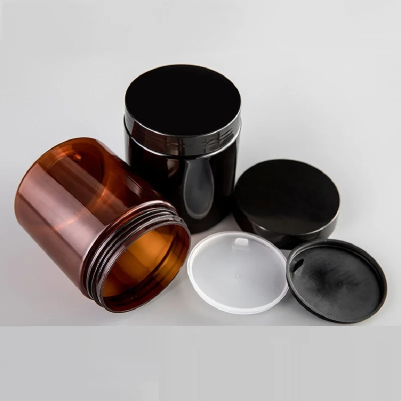 250ml Cream Containers Empty Hair Wax Pots Dia. 67mm White Clear Black Brown Wide Mouth Bottle Cosmetic Plastic Jars With Lids