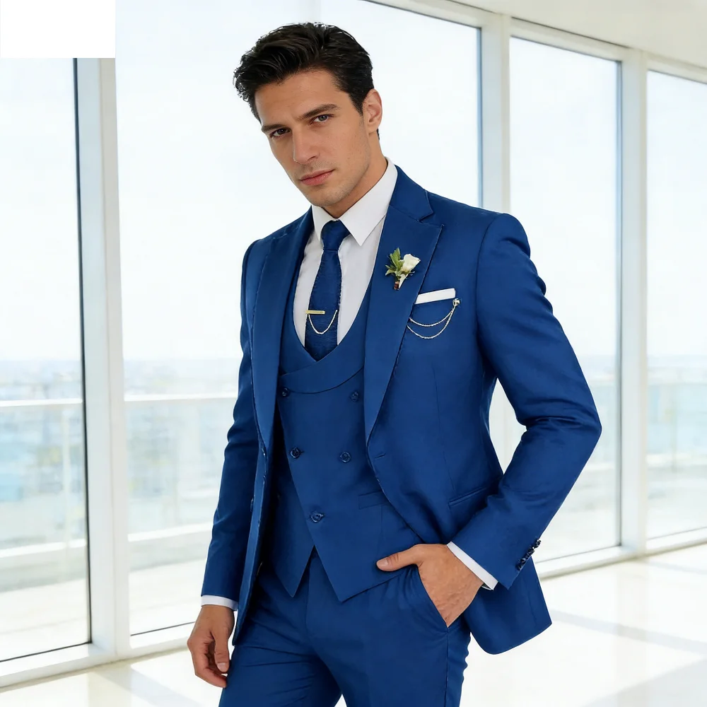 

Bonito Men's 3-Piece Terno Unique Breasted Blazer Outfits Casual Daily Fashion Fitted Wedding Ceremony Business Suit