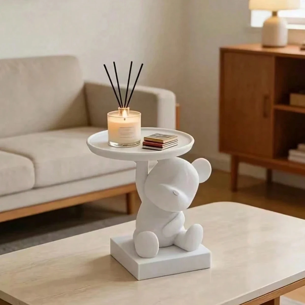 1Pc Matte Polar Bear-Shaped Storage Tray, with Fine Workmanship and Not Easy to Chip, Can Hold Small Jewelry and Miscellaneous Items, Making It a Warm and Healing Addition to the Entryway Table, Serving Both as a Decorative Piece and as a Suitable Gift for Housewarming or Birthdays.