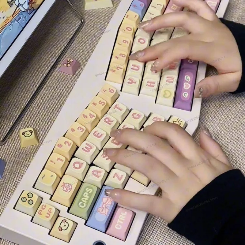 For MOA Height 124 Keys PBT Material Cute Mechanical Keyboard Small Full Set of Keycaps