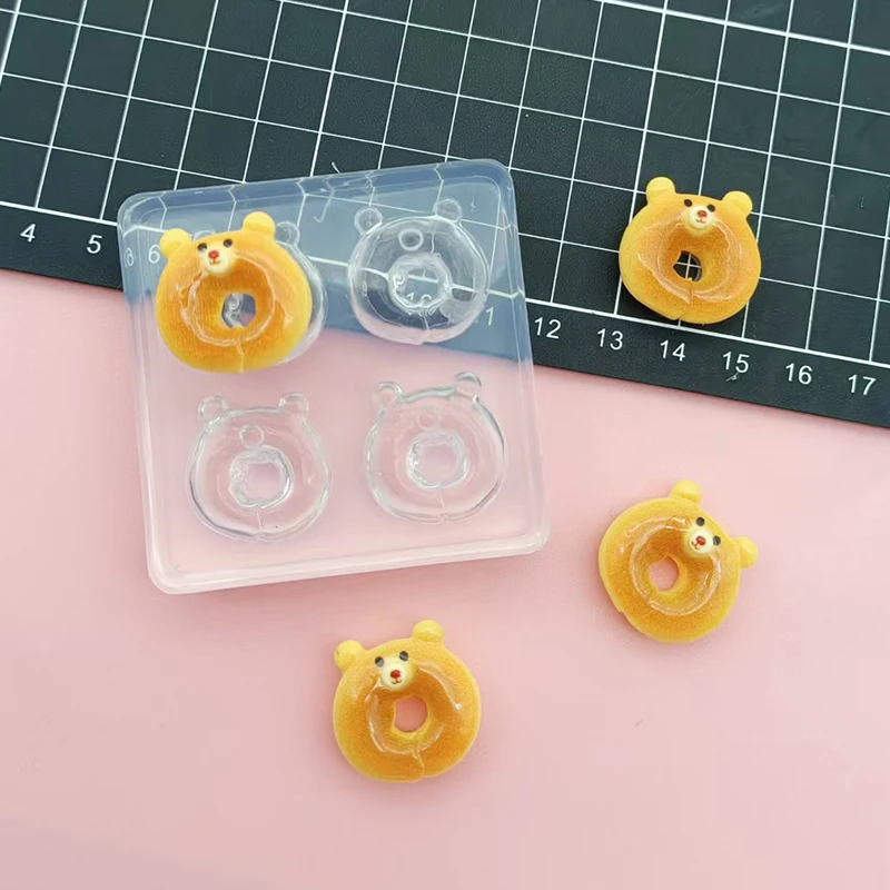 Cute Bear Shape Doughnut Silicone Mold for Polymer Ceramic Clay Doll House Food Toy DIY Crafts