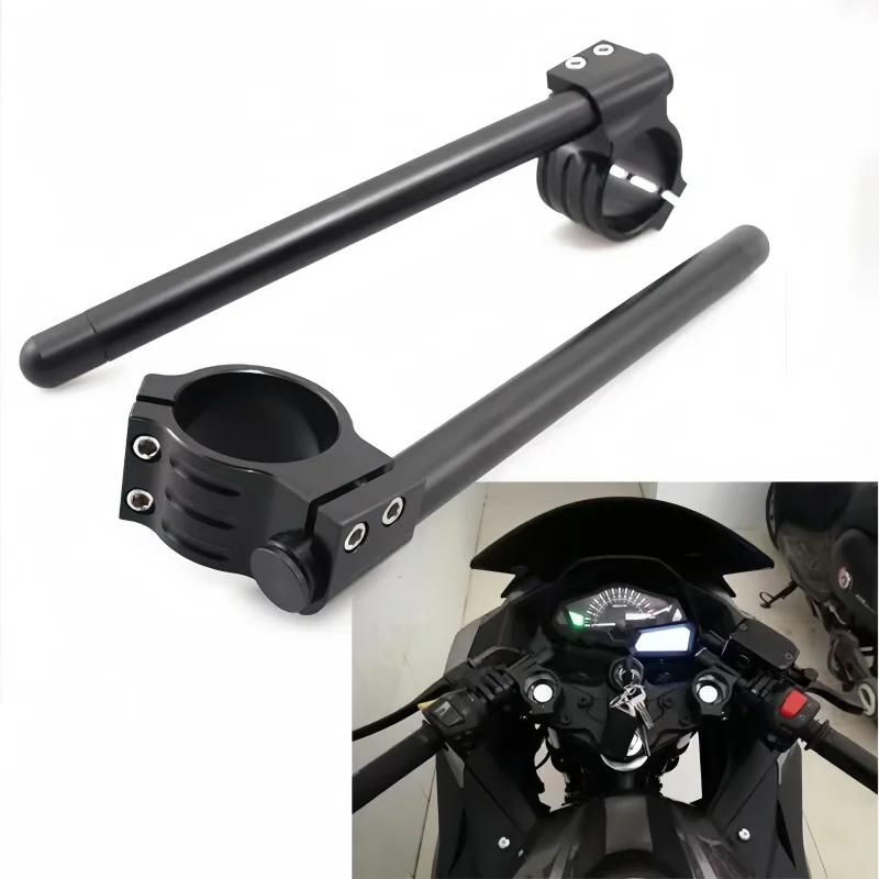 For CNC 52 MM Clip On Ons Fork Handlebars Handle Bar Cafe Racer Motorcycle Universal Racing Adjustable