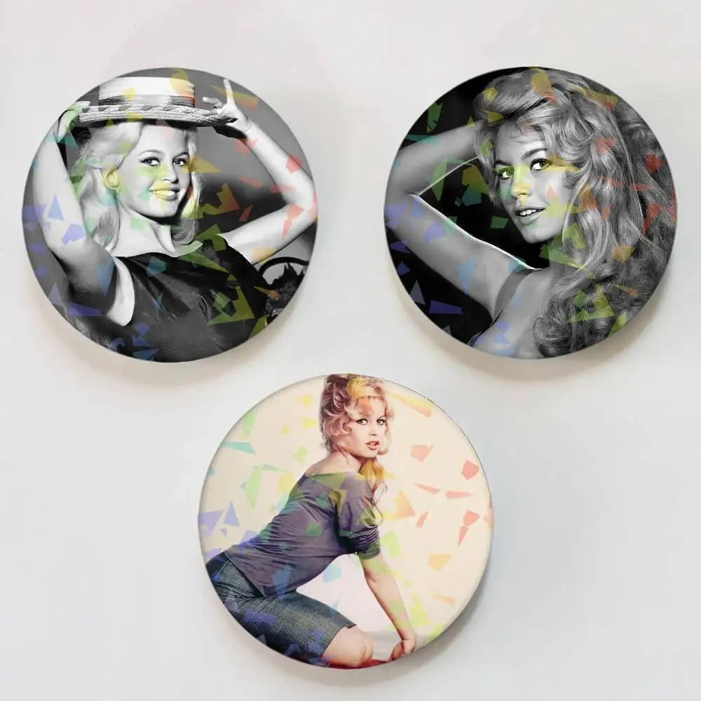 Model B-Brigitte Bardot Laser Button Pins Backpack Clothing Decor Brooch Fiction Badge Jewelry Gifts