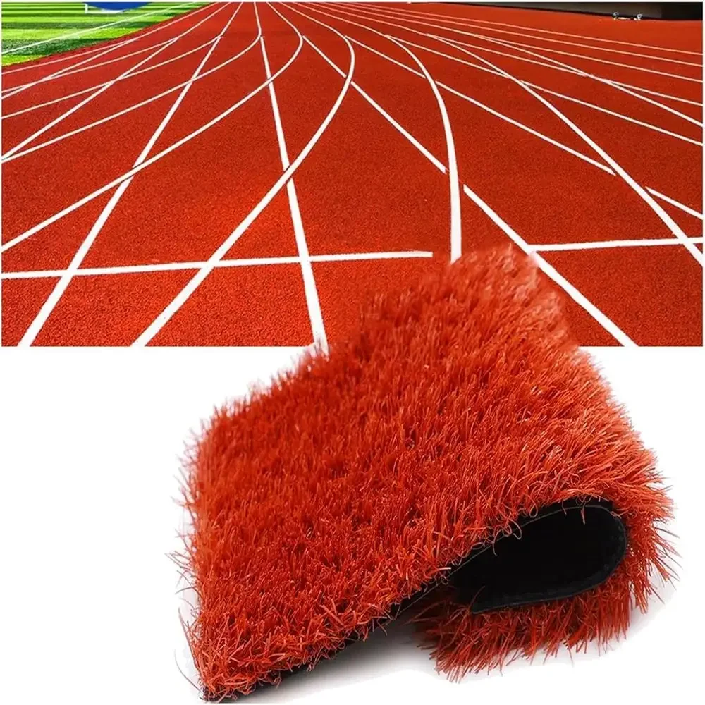 Realistic Outdoor Artificial Grass Mat with Drainage and Breathability for Dogs and Gardens (Color: Red, Size: 51x98in)