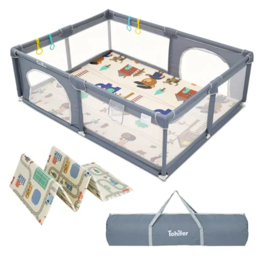 Box per bambini con tappetino Grande cortile da gioco per bambini per bambini BPAFree Non tossico Sicuro Senza spazi vuoti Playards per neonati Interni ed esterni Extra L