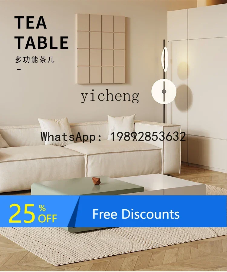 LYY Tea Table Solid Wood Paint Living Room Home Modern Simple Small Apartment Minimalist Retractable TV Stand