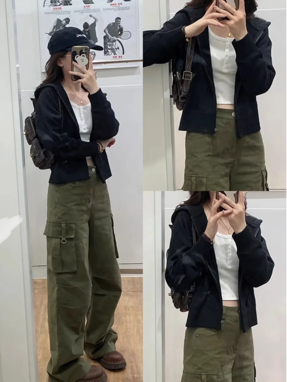 

Женская черная утепленная толстовка на молнии с капюшоном, на флисовой подкладке, свободного кроя, для весны, осени и зимы, повседневная, комфортная, в стиле кардигана.