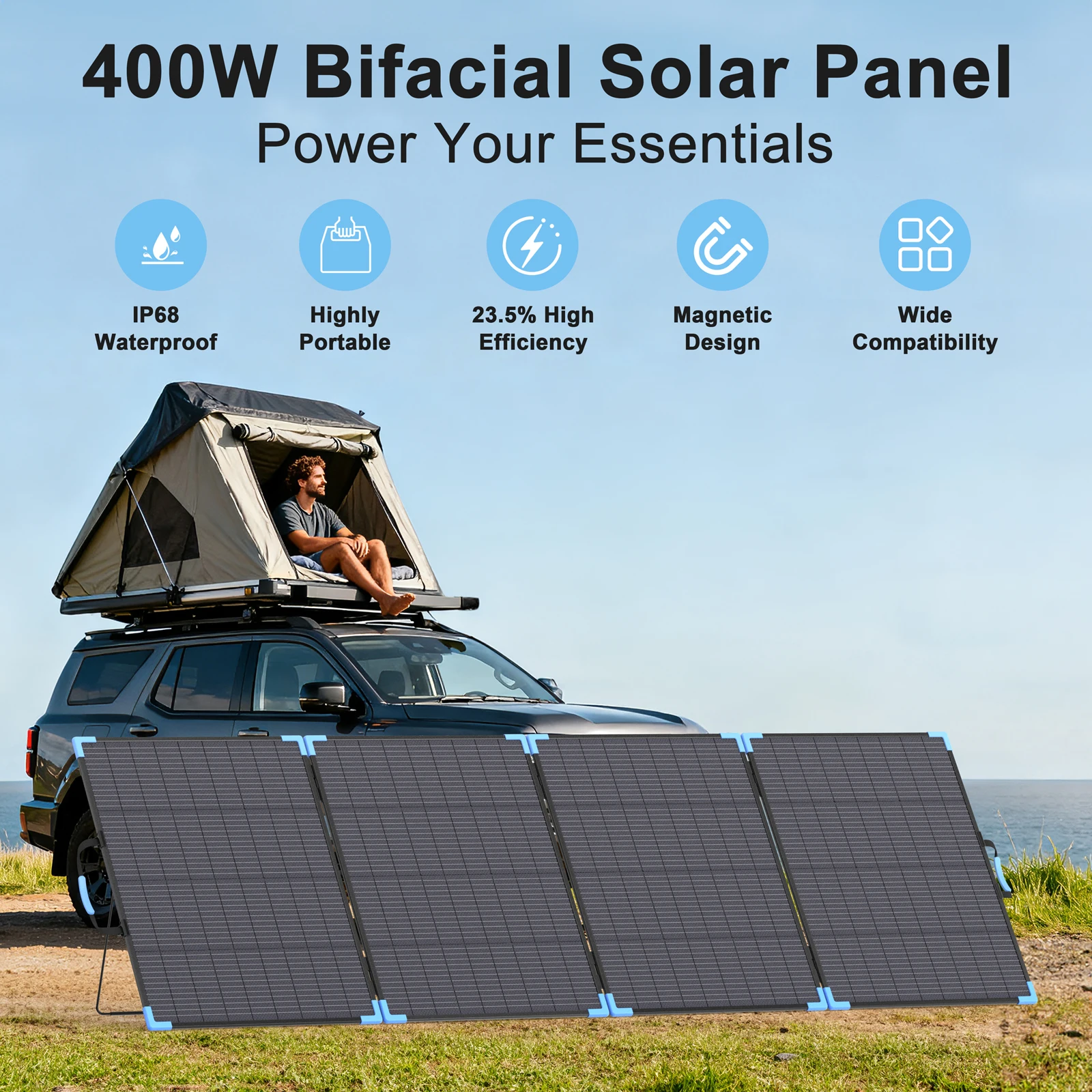 E-POWO Panel Surya Lipat Bifas - Rv Solar Kit 400W ulasan dan harga