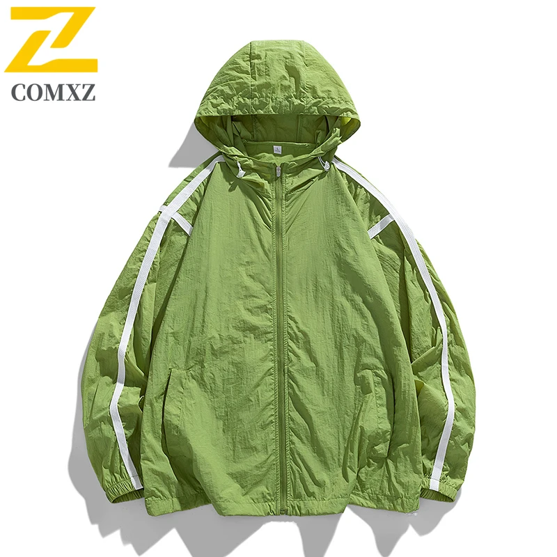 Outdoor Jacket Men's Summer Thin Ice Silk Comfortable Breathable Hooded Coat Women Japanese Camping UV UPF50+ Skin Windbreaker