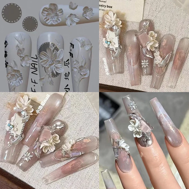 1pc Flowers Nail Silicone Relief Flower Basket Shape Nail Art Mold 3D Nail Decoration Accessories Manicure Tool