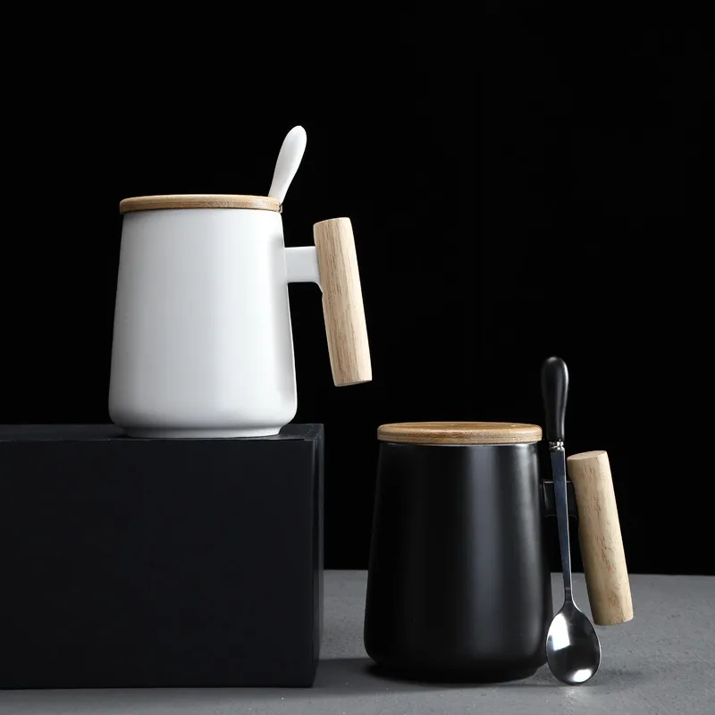 

Nordic Minimalist Ceramic Large Capacity Coffee Mug with Wooden Handle Office Water Tea Cup Milk Gift Drinkware