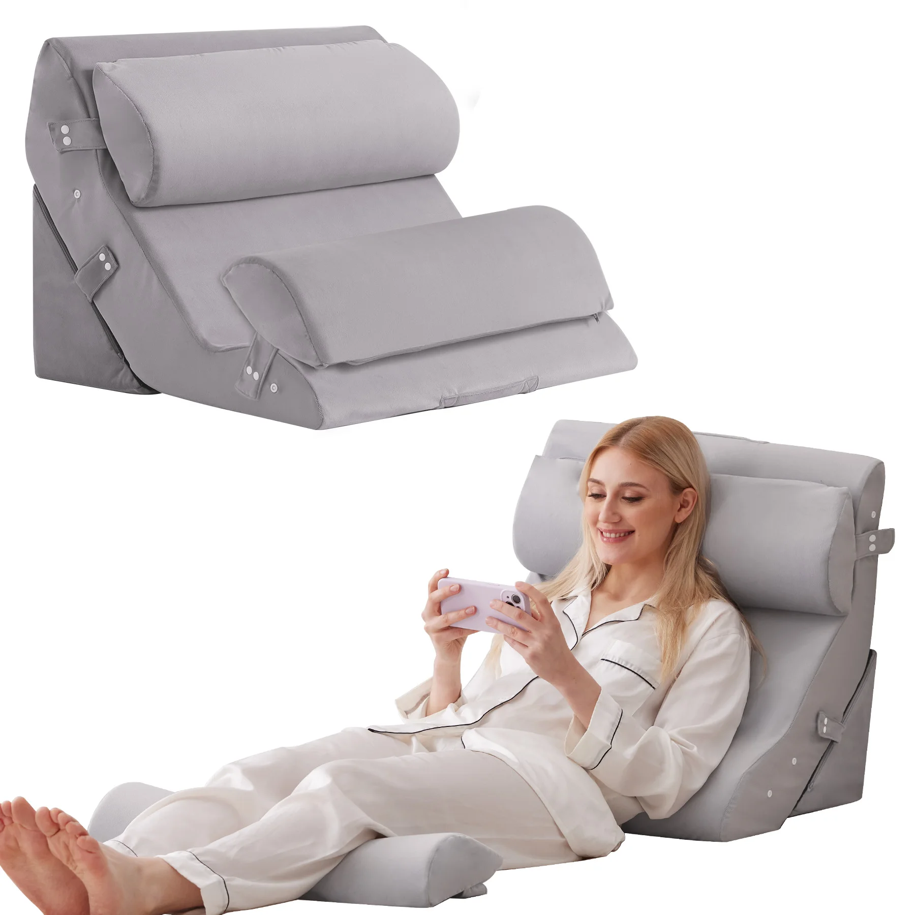 

New Wedge Pillow Set for After Surgery, 10-in-1 Adjustable Wedge Pillow for Acid Reflux Relief, Bed Wedge Pillows for Sleeping,