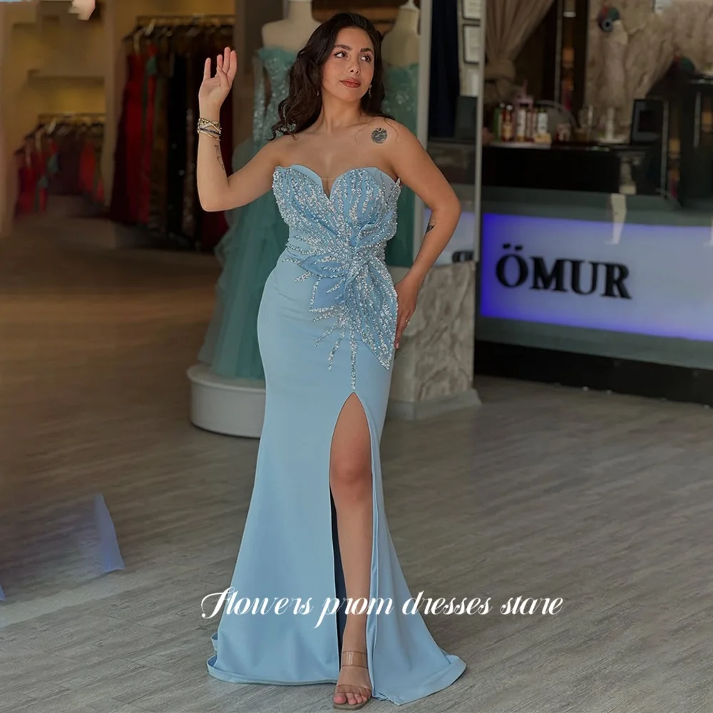 

Вечернее платье русалки с цветами, вечернее платье из крепа с блестками, торжественное платье Vestido De Novia فستان سهرة, арабское женское платье по индивидуальному заказу