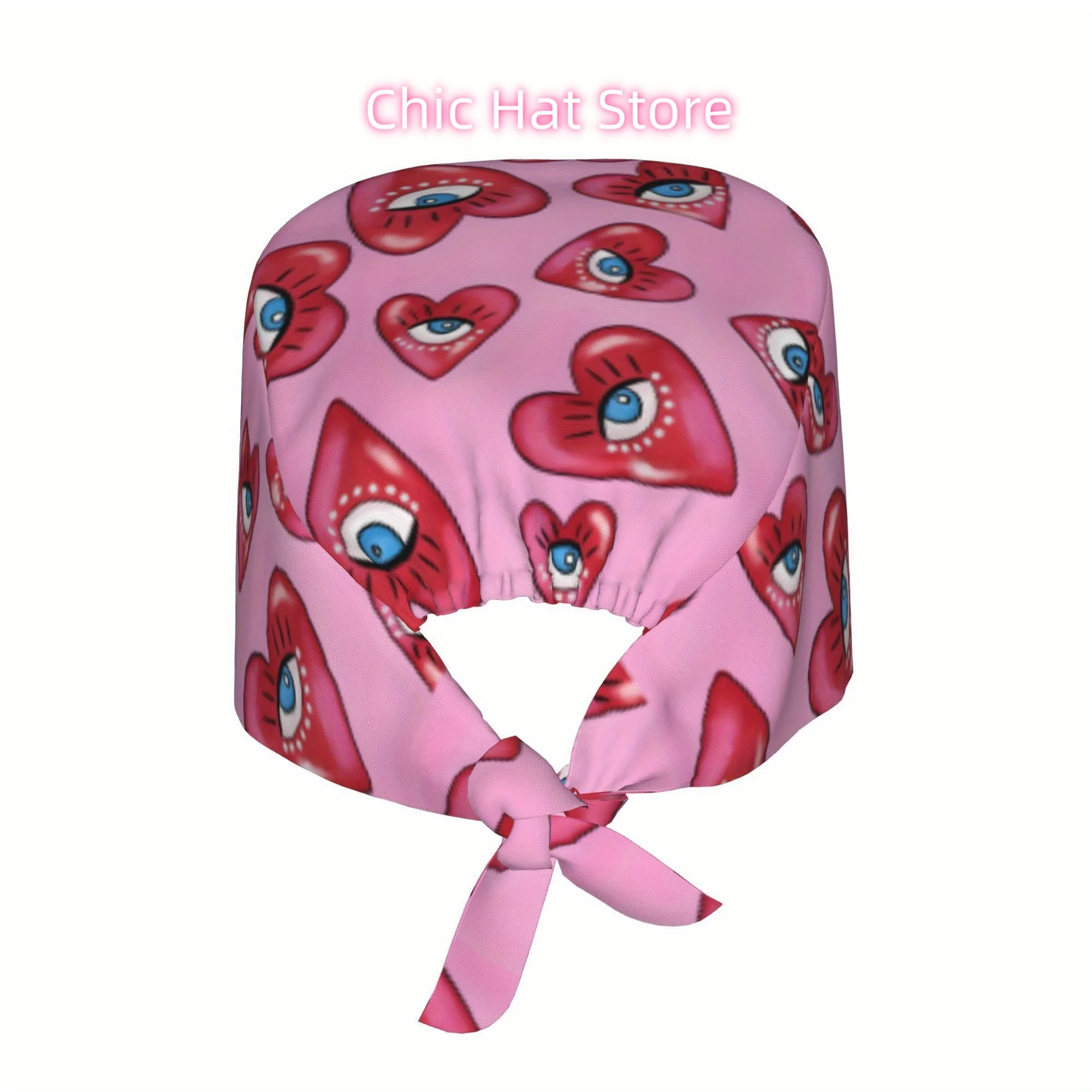 1pc Sweet and Cool Unisex Stylish Printed Work Cap - Lightweight Adjustable Skull Cap Tie-Back Nurse Hat, Dustproof Chef & Cooki