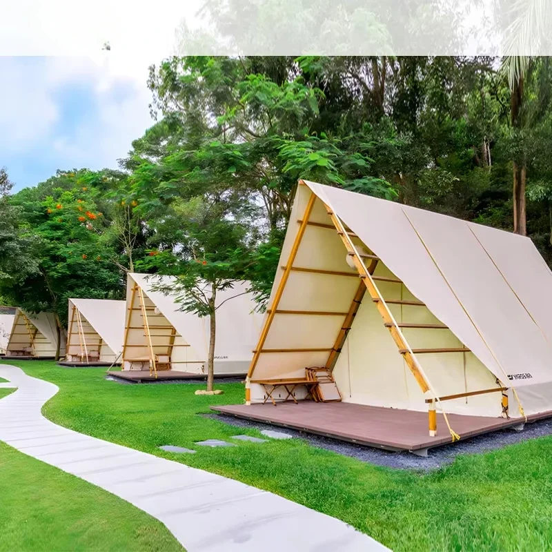 A Type Outdoor Luxury Camping Exclusive Hotel Safari Tent Scandinavian Style Cheese Tent Chalet