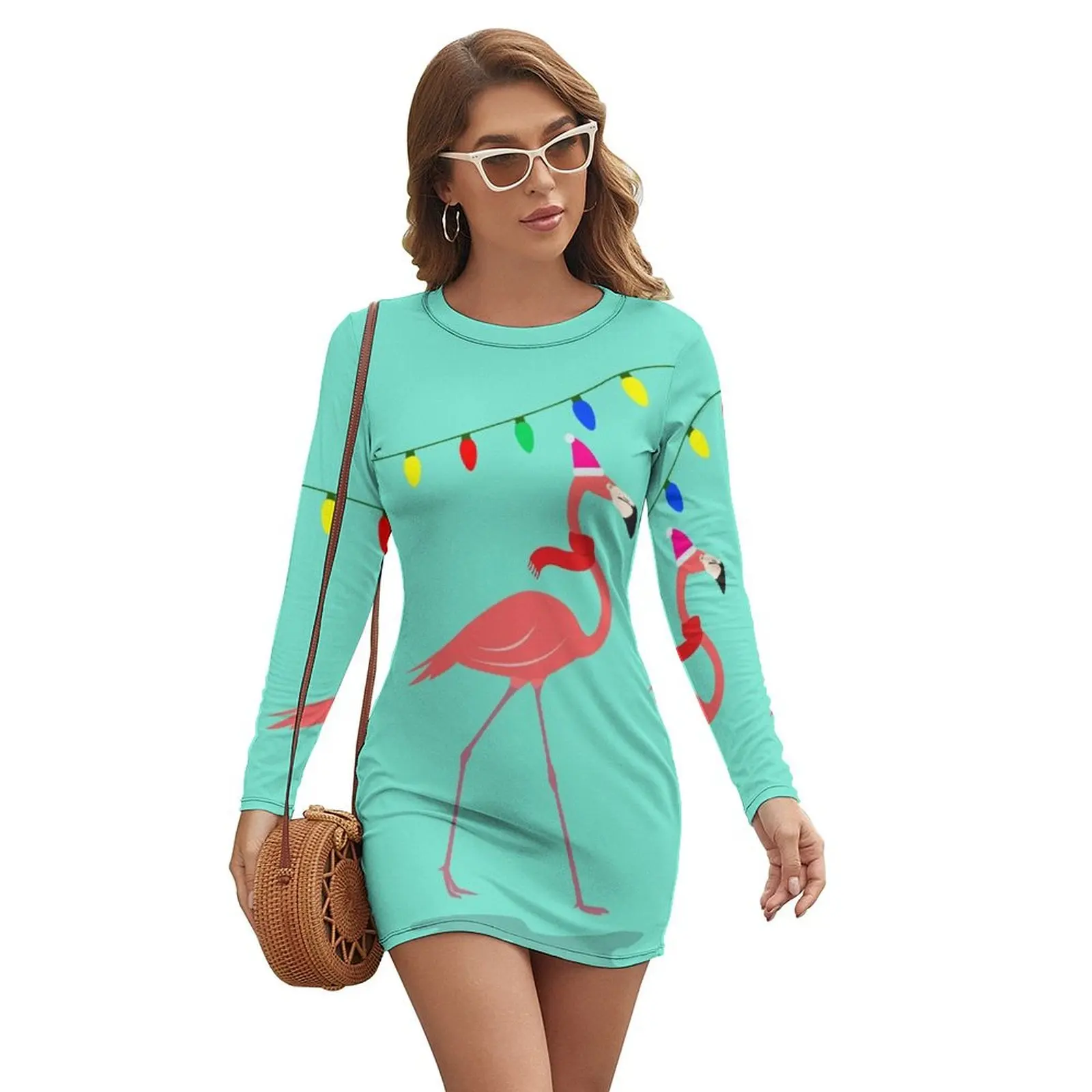 

Flamingo Christmas Island Long-sleeved Dress women's dresses luxury dress for women 2024