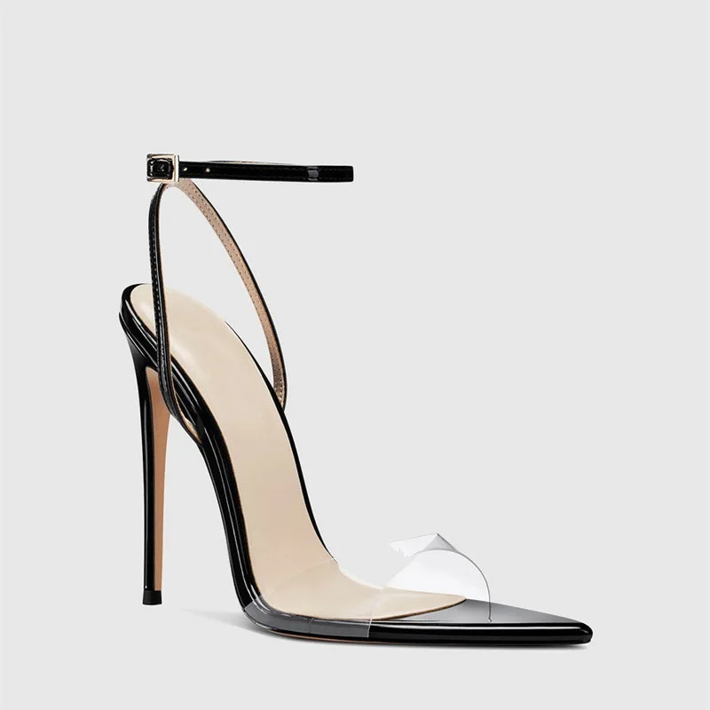 

Fashion Pointed Toe PVC High Heel Sandals Women Roman Style Summer Shoes