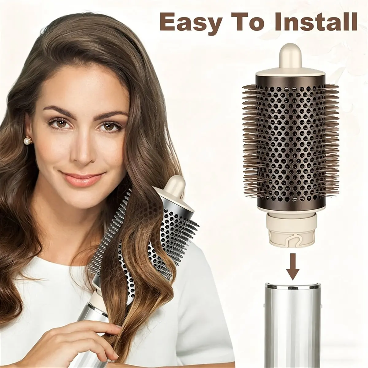 [HIHI] 4PCS for FlexStyle HD430 HD435 HD440 Attachment Round Brush+Long Hair Curling Barrels for Straight, Wavy Curly