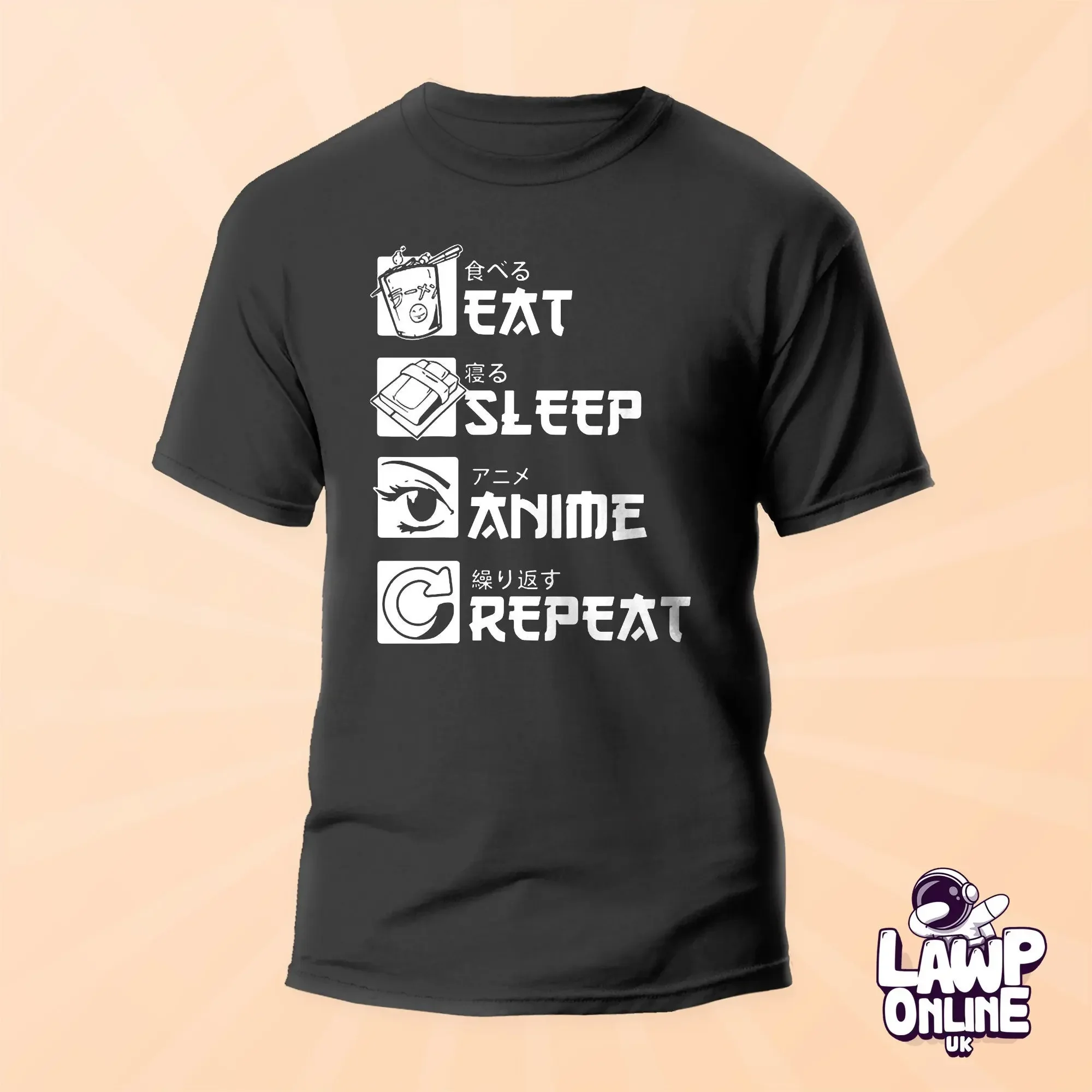 Eat Sleep Anime Repeat Cartoon Adults T Shirt Novelty Christmas Present