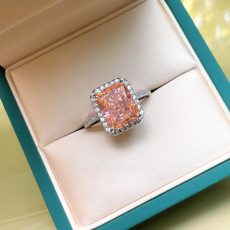 Imagem -03 - Diamante de Alto Carbono Anel de Noivado Feminino Prata 925 Rosa e Laranja Joia Luxuosa Nova Moda