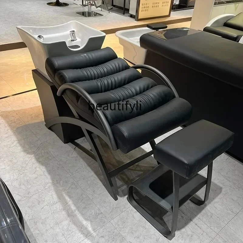 

Hair Salon Ceramic Basin Shampoo Chair Hair Salon Hair Salon Lying Half Flushing Bed