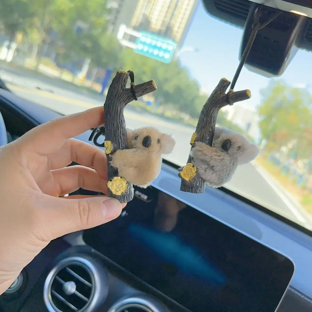 Cute Koala Rear View Mirror Pendant Hanging Koala Figurine with Lanyard Easy to Hang Car Accessories Christmas Tree Decoration