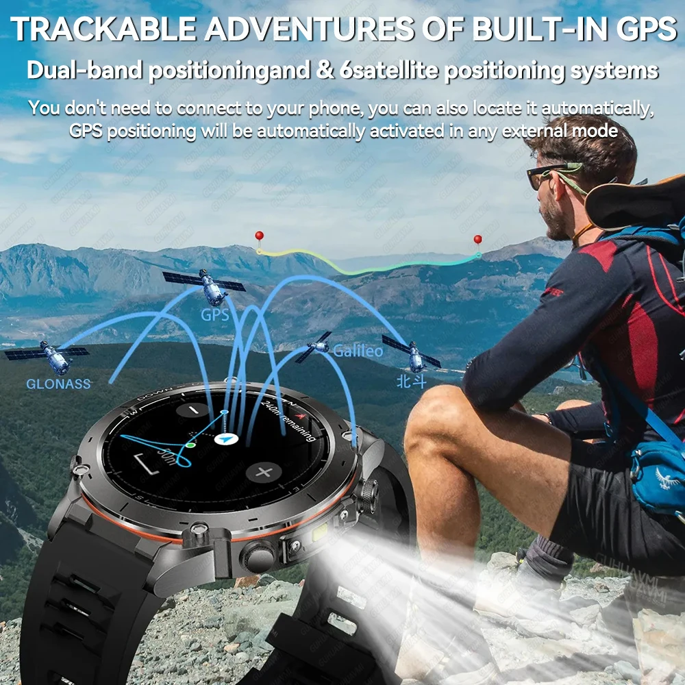 2025 ใหม่ GPS สมาร์ทนาฬิกาสําหรับชายยุทธวิธี Smartwatch เข็มทิศเครื่องวัดระยะสูง Barometric 10ATM IP69K กันน้ํา AMOLED นาฬิกาสําหรับ Man