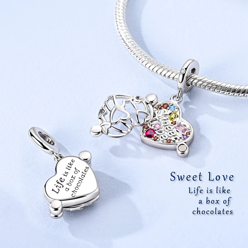 Original 925 Sterling Silver Charm Beads Fun Star Moon Easter Egg Sweet Love Chocolate Pendant For Bracelet DIY Jewelry image 5