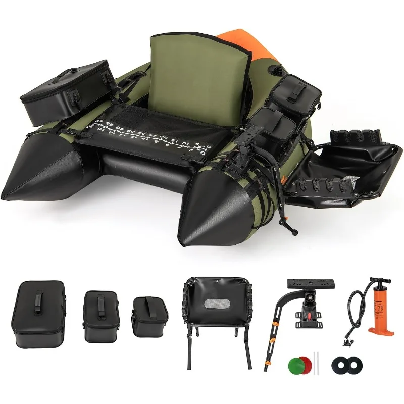 

GYMAX Fishing Float Tube, Inflatable Belly Boat with Fish Finder Holder, Manual Pump, Portable Backpack Float Tubes for Adults