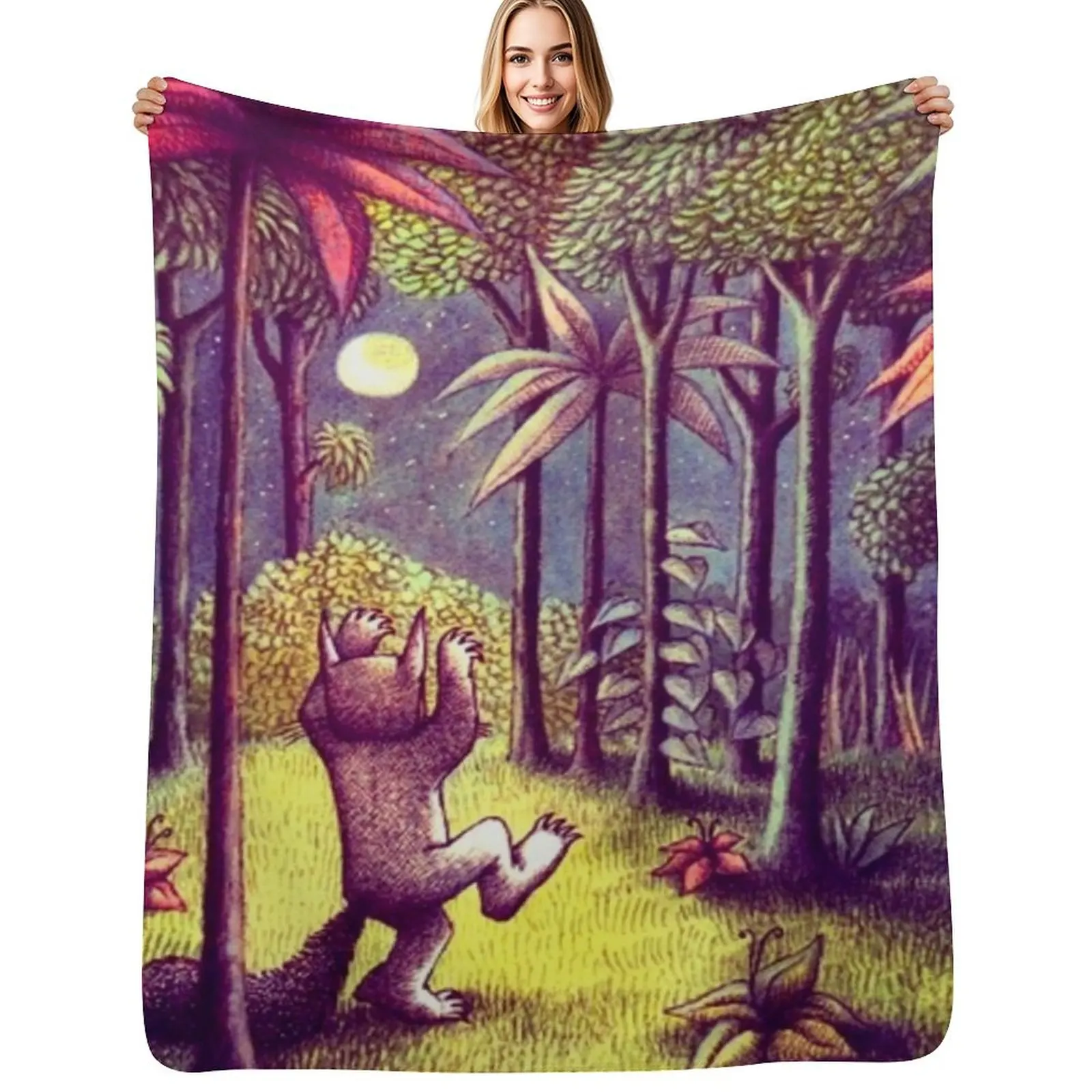 

Let the Wild Rumpus Start Throw Blanket Soft Comfort Blanket for Reading Watching TV
