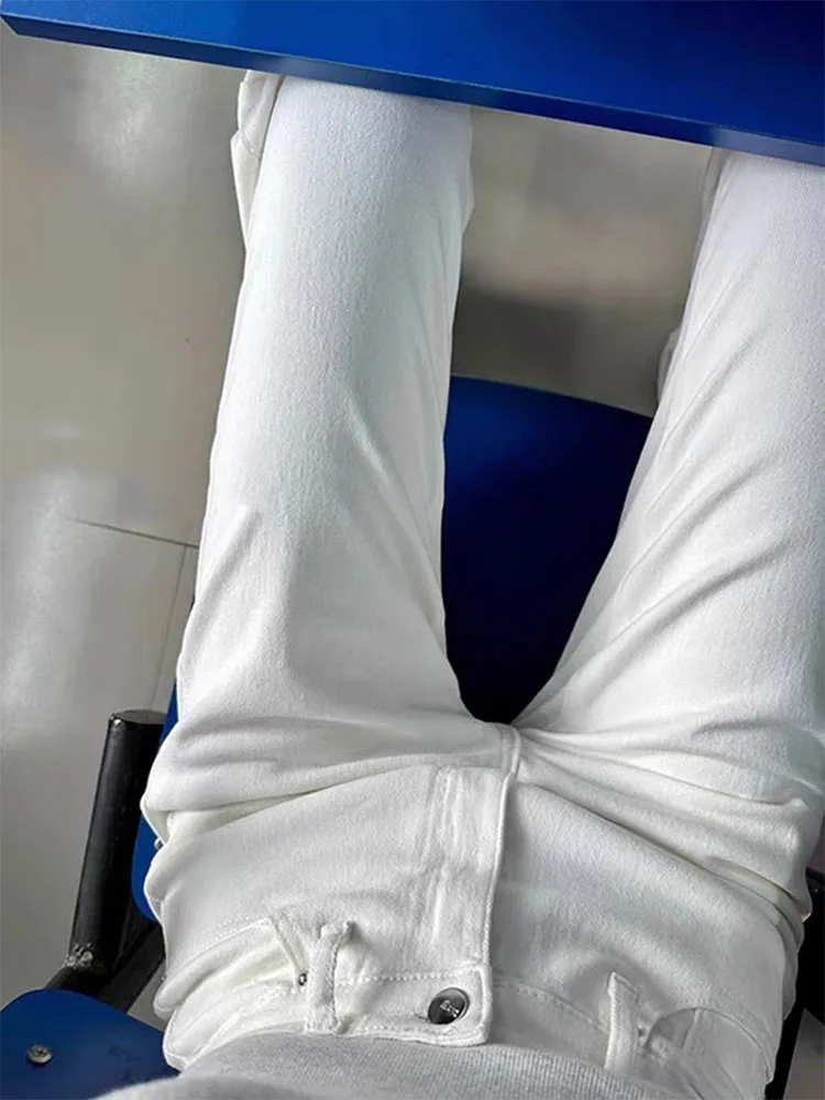 

Белые джинсы-сигареты с высокой талией, облегающие, прямые, женские, зимние, новые, на флисовой подкладке, утепленные, эластичные, стройнящие