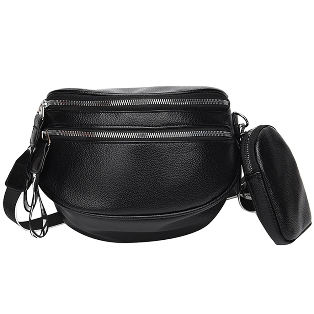 

Multi-pocket Waist Bag Fashion PU Leather Lady Messenger Bag Casual with Mini Purse Soft Portable Adjustable for Girls Shopping